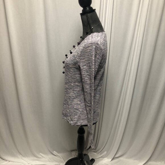 JH Collectibles Sweater Womens Size Medium Lavender Silver Metallic Long Sleeve - Picture 3 of 6